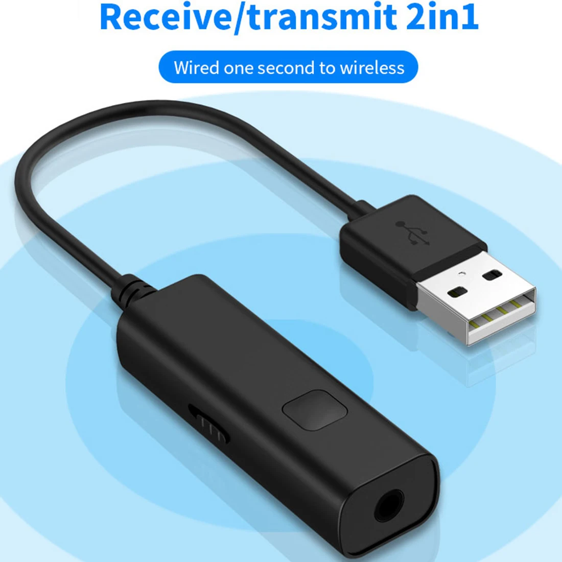2 в 1 Bluetooth передатчик приемник Мини 3,5 мм AUX стерео беспроводной Bluetooth адаптер для автомобиля музыка Bluetooth передатчик ТВ - Цвет: Черный