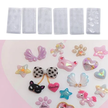 

6Pcs/set 3D Acrylic Mold DIY Design Silicone Nail Art Templates Pattern manicure Nail Art