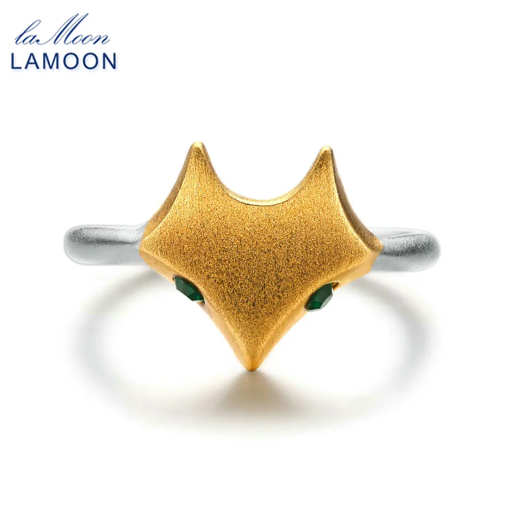 LAMOON S925 Silver Fox Rings for Women Charm Gold & Silver Color Cute Adjustable Animal Ring Fine Jewelry Girl Gift RY011