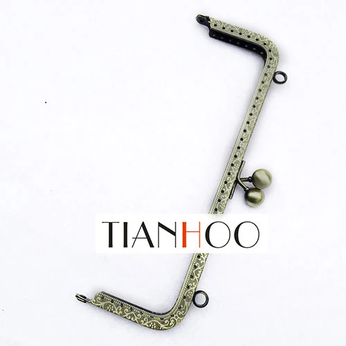 Vintage Purse Frame With Kiss Clasp - Bronze Square Metal Handle For DIY Crochet, Leather, Or Fabric Bags - View #6