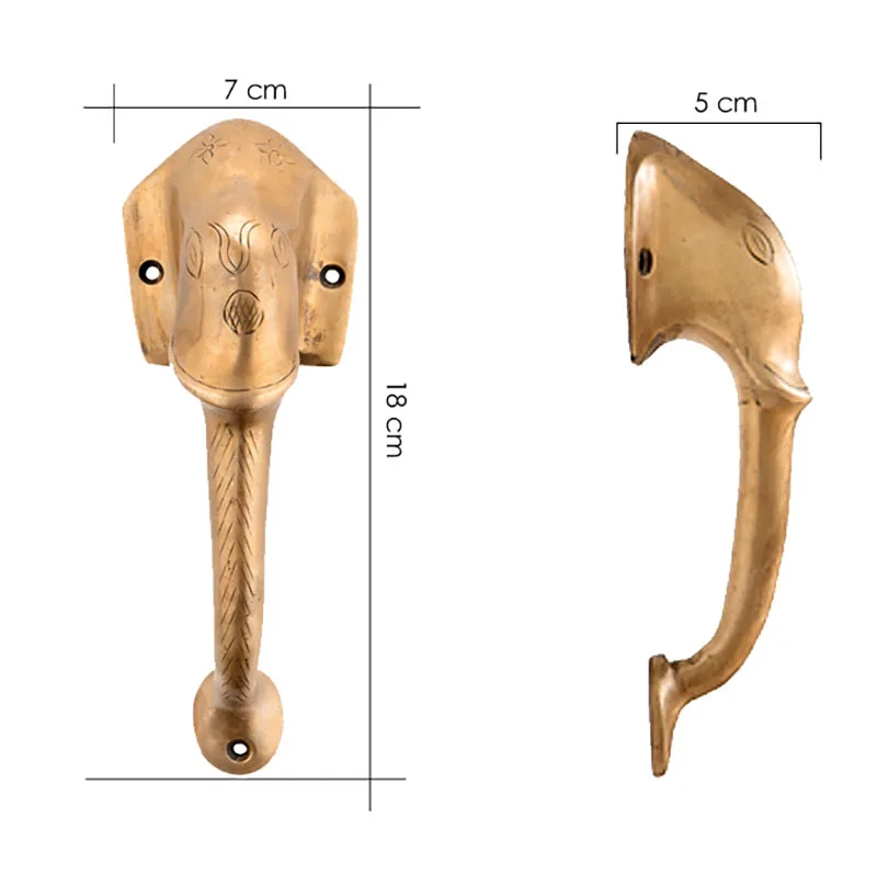 1 шт., ручка слона, латунь, ручная работа, дверная ручка для шкафа, для спальни, гостиной, дверной аксессуар, индийский стиль