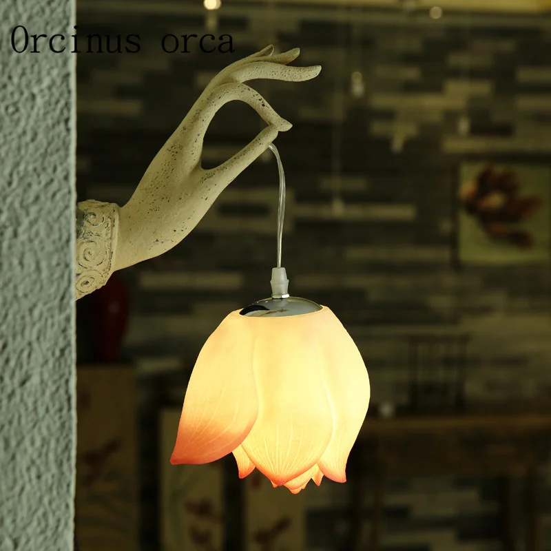 Современный китайский дзэн Лотос настенный светильник для столовой спальни прикроватный настенный светильник Арт коридор отель