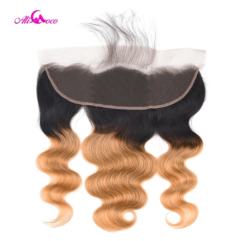 

Ali Coco 1B/27 Two Tone Color Frontal Ombre 13x4 Ear To Ear Lace Frontal Closure Brazilian Body Wave Ombre Human Hair Frontal