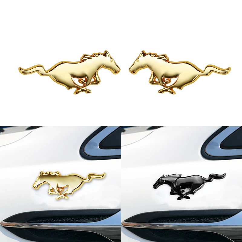 

1Pari/2Pc For Ford Mustang Shelby GT Rear Trunk Decor Car Styling 3D Chrome Metal Running Horse Sticker Emblem Badge accessories