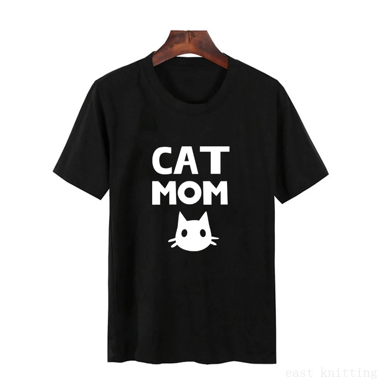 

Funny Women Summer Simple Casual Cool T shirt Cat Mom Print For Lady Top Tee