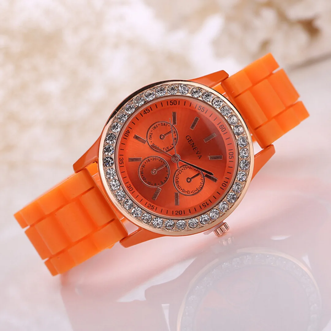 Geneva Casual Watch Women Crystal Dress Watch 2017 Quartz men Silicone watches Unisex Wristwatch Sports watch relogio feminino