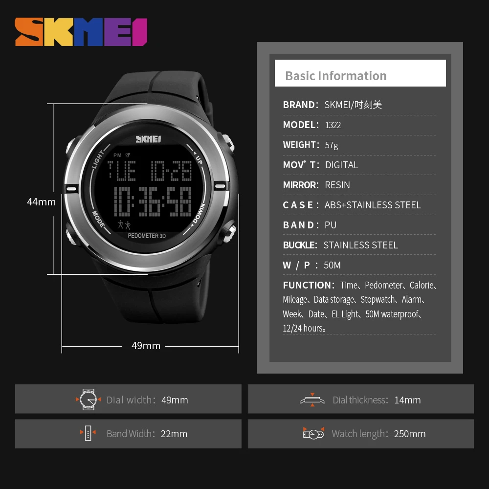 Koop SKMEI Mannen Sport Horloge Sport Stappenteller Calorie Waterdicht Horloge LED Display Digitale Militaire Horloge Relogio Masculino Nieuwe