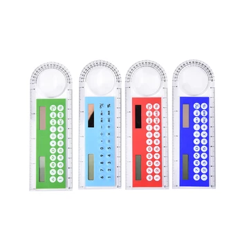 

Hot Cute Colorful Mini Portable Solar Energy Calculator Creative Multifunction Student Ruler Gift Random color