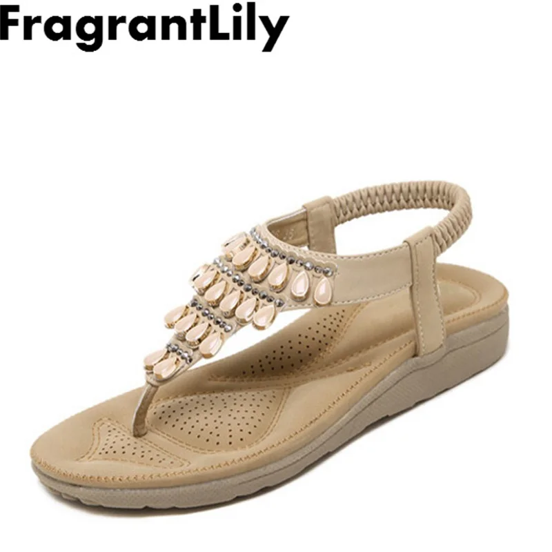 FragrantLily летние римские горный хрусталь блестки низкой Женские босоножки модные