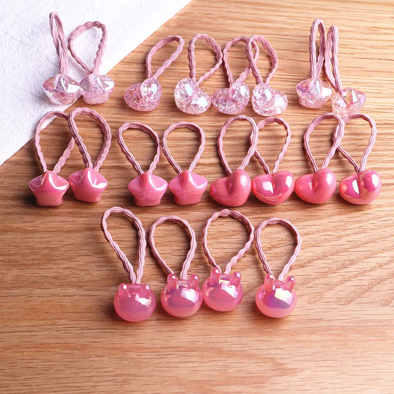 

Korea Handmade Cartoon Shiny Acrylic Ball Heart Star Kids Children Girl Elastic Hair Bands Head wear Accessories-GMKEHRB015C5