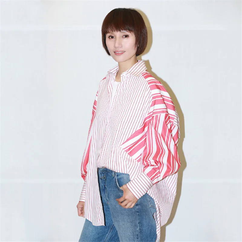 Patchwork Striped Women's Shirt Blouse Top Female Loose Plus Size Casual Spring Shirts Clothes Fashion Korean New TS37 (6)