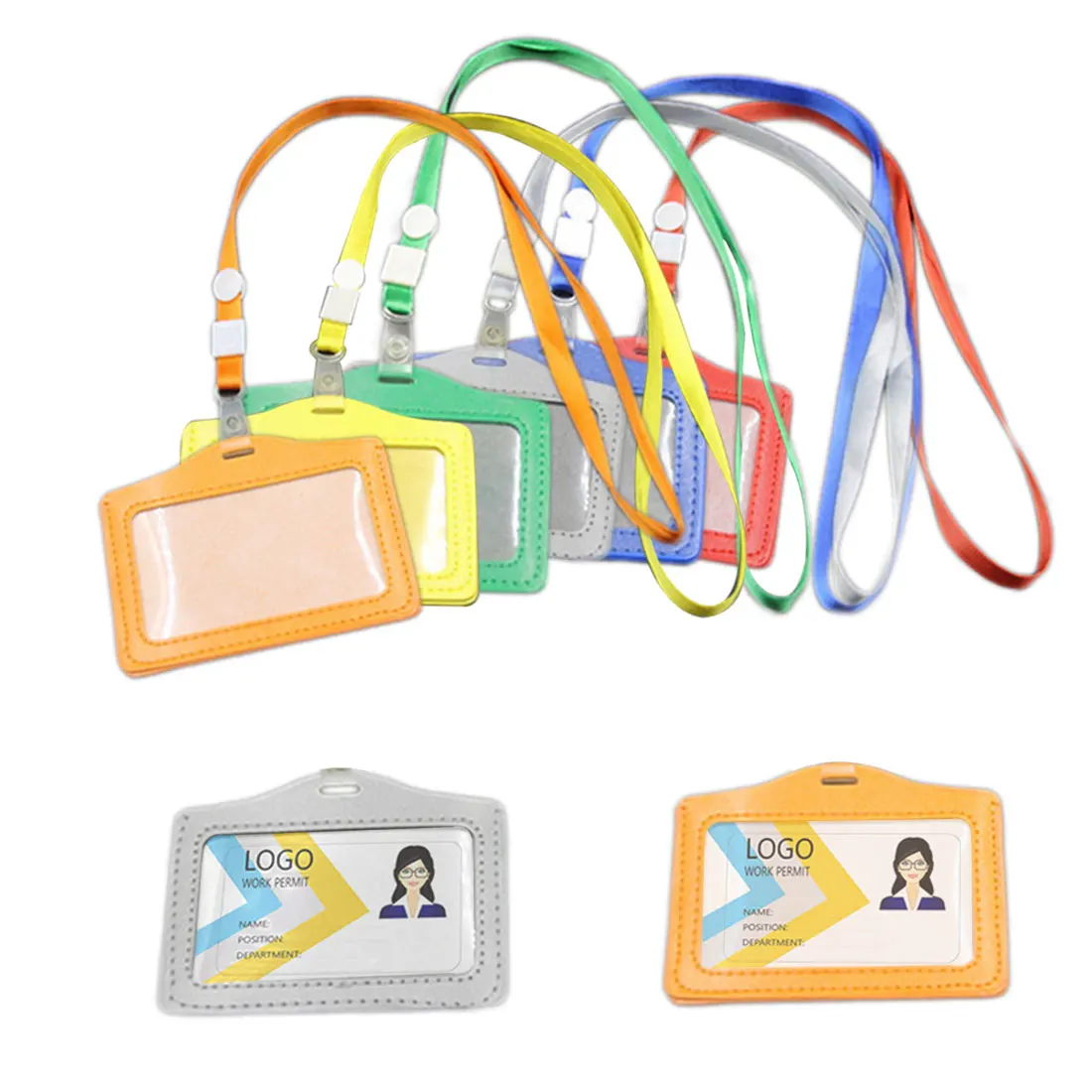 

PU tarjeta bancaria nombre tarjeta de crédito portatarjetas de identidad con cordón mujeres hombres correa de cuello tarjeta Bus ID soportes colores dulces