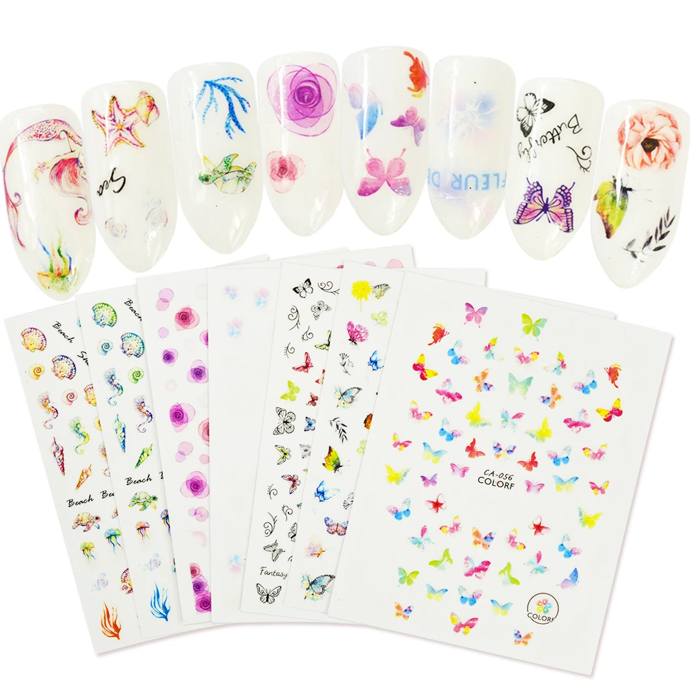 

1PCS Colorful Sea Shell Flora Butterfly Flower Nail Art Sticker Decals 3D Tips Tool Wraps Manicure DIY Slider Decor JICA026-056