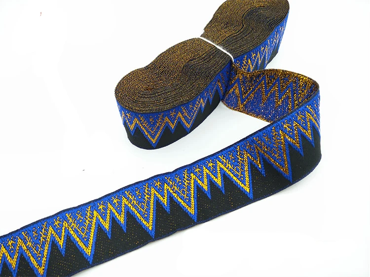 

1-1/4''33MMx8YD 4YD A small amount of blue volcano National wind embroidery Woven Jacquard Ribbon DIY belt Accessoreis lace