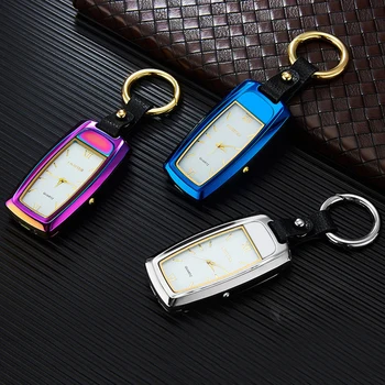 

Multi-Function USB Cigarette Lighter Car Key Ring With Light And Real Watch USB Cigarette Lighter With Box Drop Shipping