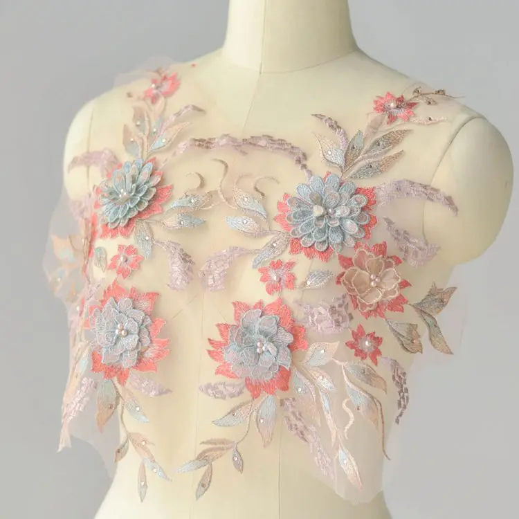 

LASUI 6 colors superior quality 3D flower Beaded Embroidery Lace applique DIY Wedding\evening dress Decoration Accessories 0370