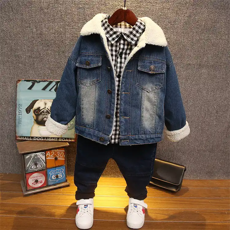 kids jean jacket with fur