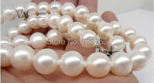 

xiuli 0014919 HUGE 18"12-15MM NATURAAL SOUTH SEA GENUINE AAA PERFECT ROUND WHITE PEARL NECKLACE