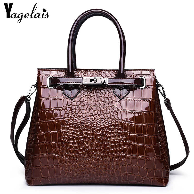 

2019 New Leather Women Handbag Vintage Alligator Messenger bag Single-Shoulder High Quality Crossbody Fashion ladies luxury Tote