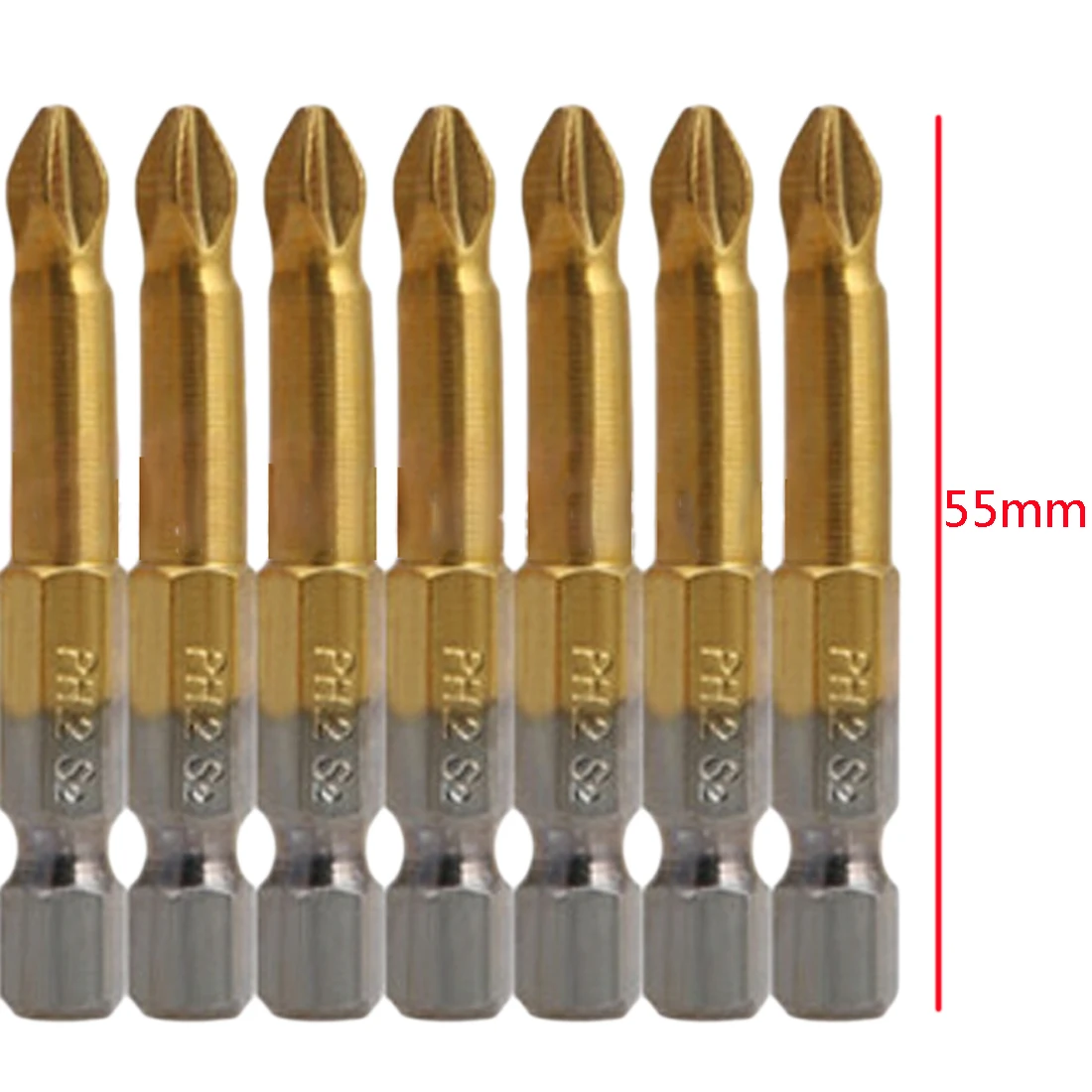 10/5 шт Титан покрытием PH2 Нескользящие биты электрическая отвертка бит 1/" Шестигранным хвостовиком для ремонтных работ 50 мм - Цвет: 10 set group