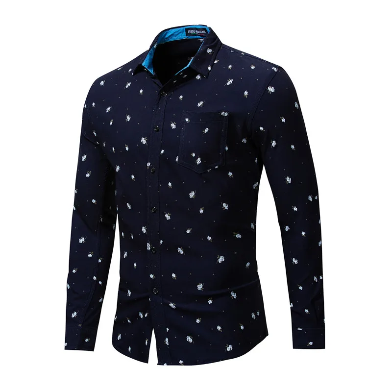 New Brand Casual Men's Rose Floral Printed Shirt Spring Autumn Male Long Sleeve Dress Shirts Tops Camisa Masculina Euro Size M-3XL (13)