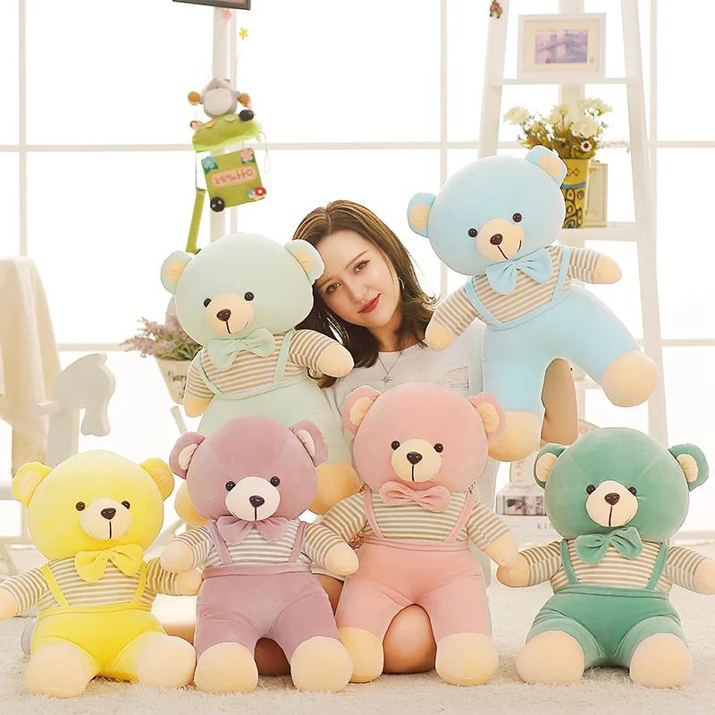 

Lovely New 45cm/55/65/85cm Stuffed Plush Toy Large Stripes Cloth Light Brown Teddy Bear Soft Doll Hugging Pillow Christmas Gift