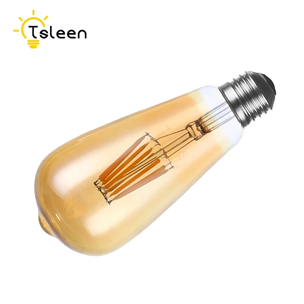 TSLEEN Dimmable E27 E26 Edison Filament LED Bulbs Vintage ST64 Cover Light Cool White Warm White