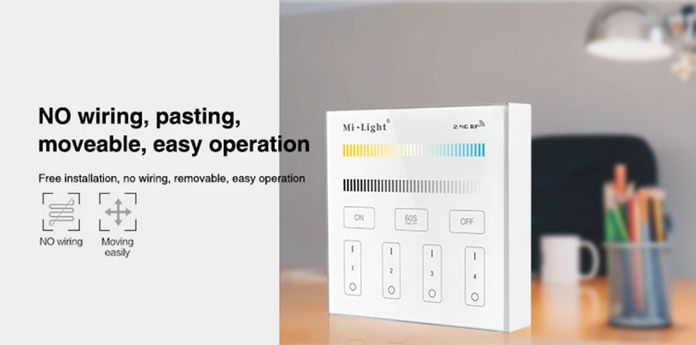 Milight 2,4 г B2 4-Зона CCT Регулировка Смарт светодиодный сенсорный Панель пульт дистанционного управления Цвет Температура и Яркость диммер
