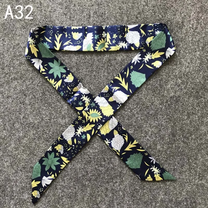 New Silk Small Women Fashion Scarf Hair Bags Handle Decoration Tie Multifunction Hand Ribbon Scarf 4*100cm M30 6