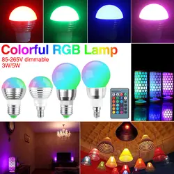 10 шт. E27 E14 3 Вт 5 Вт диммер светодиодный RGB лампа, лампа свечи светодиодный RGB Spotlight волшебный праздник освещения + ИК-пульт дистанционного