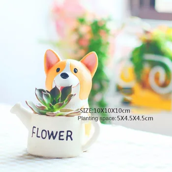 

Cute & Beautiful Colorful Welsh Corgi Gardener Pots Gardening Resin Flower Pots Pet Style Gardening Pots