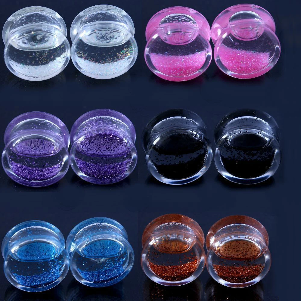 

Alisouy 2 PCS Acrylic Liquid Power Ear Plugs Tunnels Earring Gauges Stretcher Flesh Tunnels Plugs Expanders Piercings Ears Plug