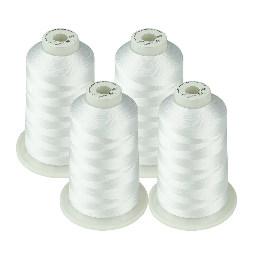 

Simthread 40wt Machine Embroidery threads 5500 Yds each 4 Huge Spools Colors set Polyester thread for Most Home sewing machine