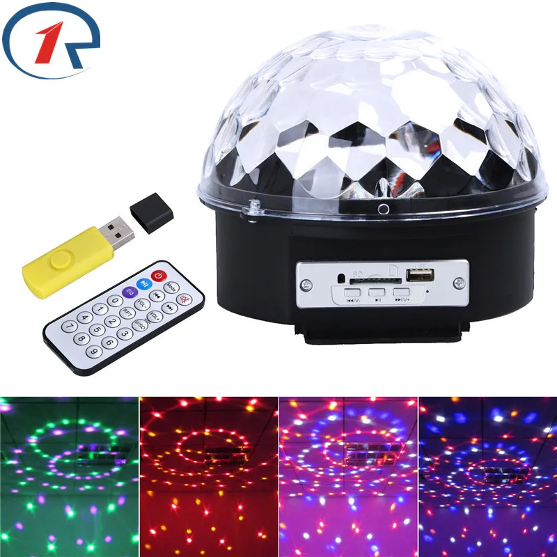 ZjRight хрустальный шар RGB 6 Вт * 3 светодиодный USB музыкальный пульт дистанционного