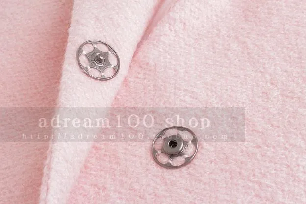 Дизайн осень/зима модное пальто женская одежда классический мятно-розовый лацкан двойной карман длинное шерстяное пальто большого размера