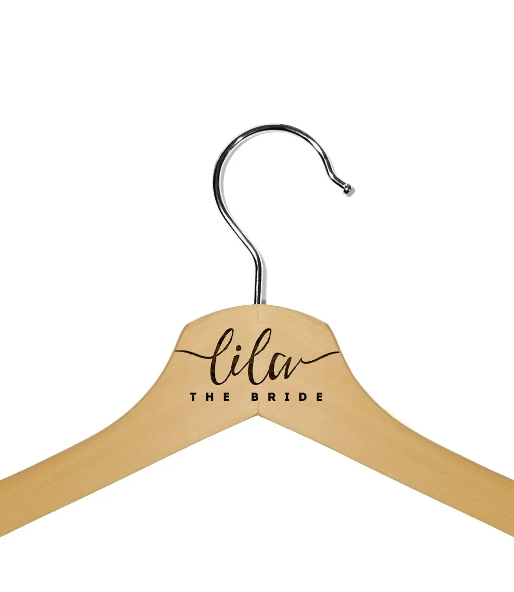 PersonalizedEngravedScriptBrideBridesmaidWoodenWeddingDress