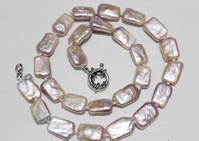 

Jewelr 004133 Natural purple Box fresh water pearl necklace 10x14mm 17INCH