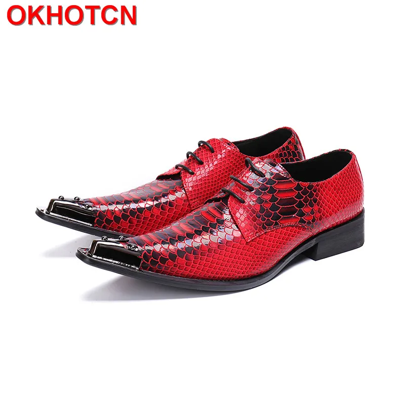 Print Red Men Shoes Leather Handmade Wedding Dress Oxford Shoes For Men