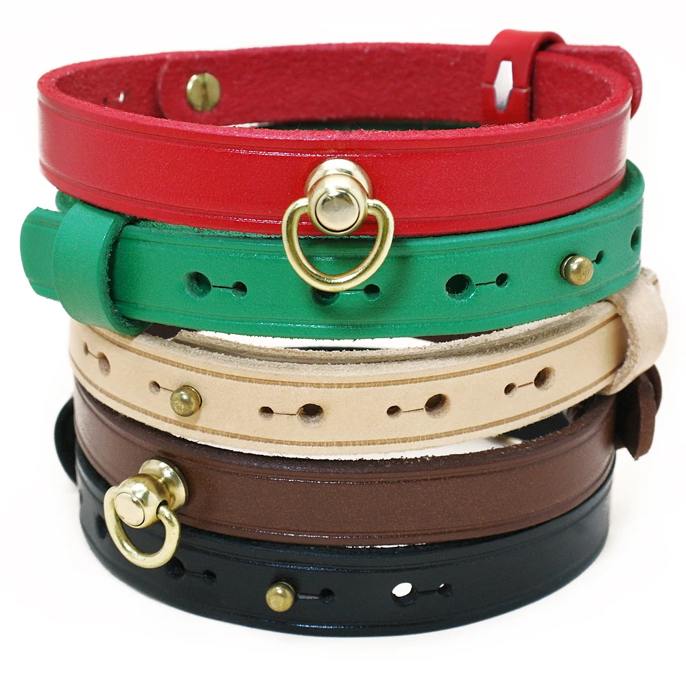 

5 Colors Dog Collar Soft Genuine Leather Pet Puppy Dog Collars For Small Dogs Cats Chihuahua Yorkshire Pug Collier Chien Gift