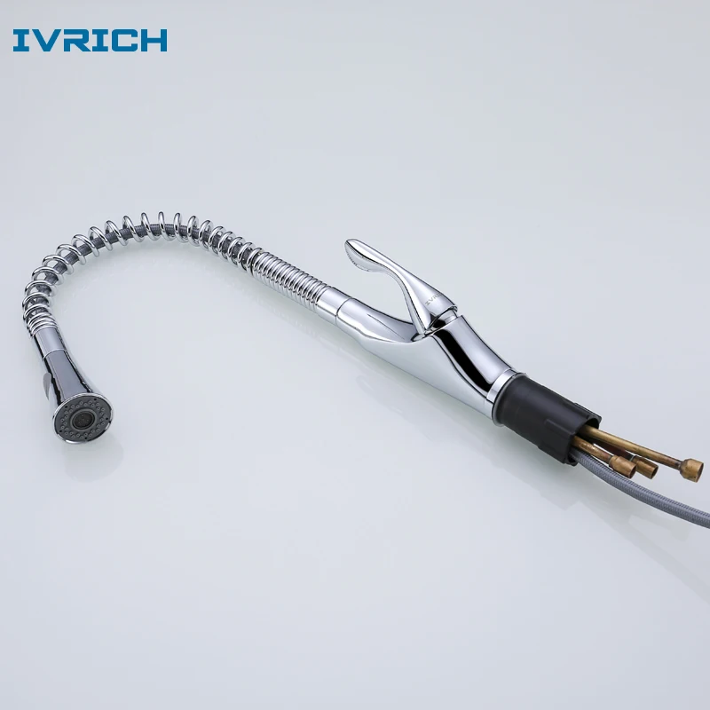 IVRICH Brass Dual Mode Effluent Kitchen Faucet Spring Tube Appearance Pull-Down Resilience Sink Mixer VR2311C IVRICH Brass Dual Mode Effluent Kitchen Faucet Spring Tube Appearance Pull-Down Resilience Sink Mixer VR2311C