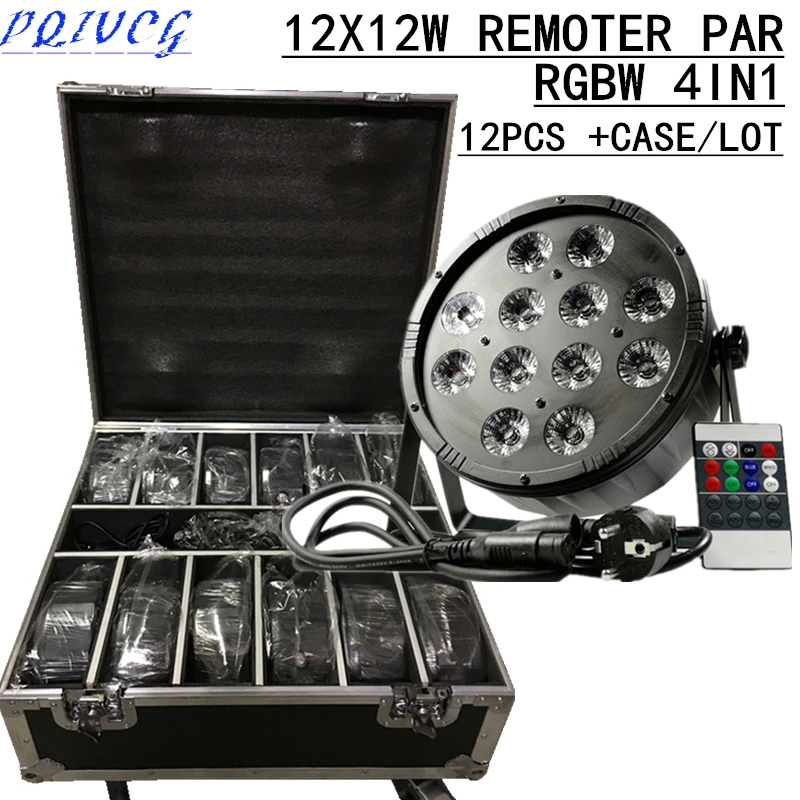 12 шт./12X12 Вт пульверизатор led Par свет + кейс для полета RGBW 4в1 плоский LED PAR dmx512 Диско