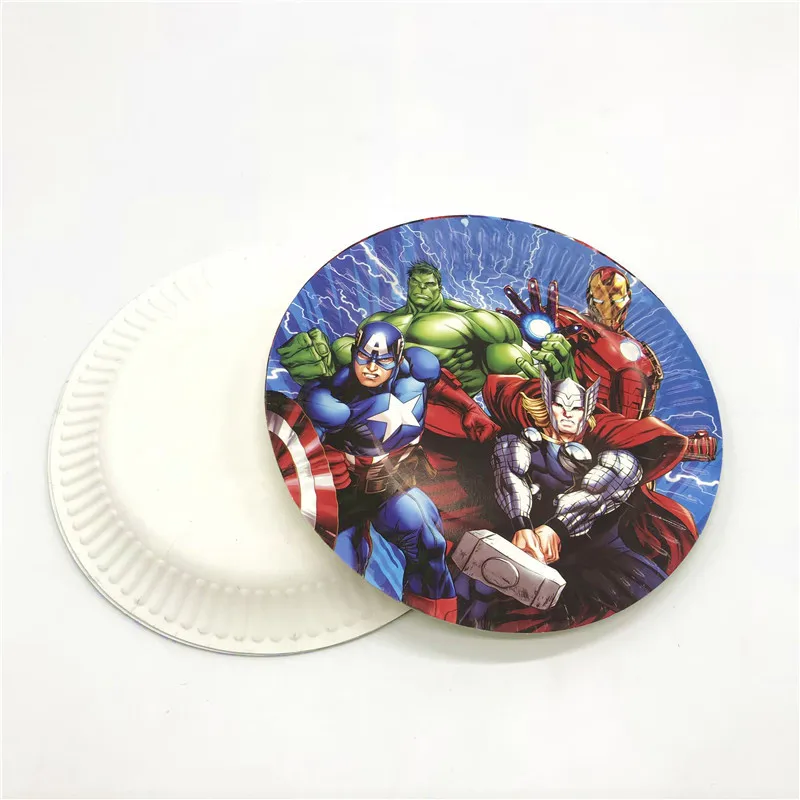 Kids Favor Avengers Theme Decorations Birthday Baby Shower Tableware Paper Cup Plate Mask Napkin Cap Candy Box Gift Bag Supply