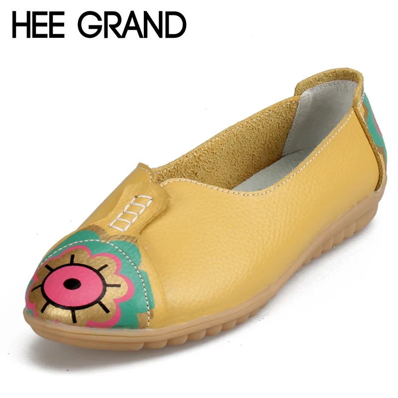 

HEE GRAND Print Loafers Shoes Woman Slip On Moccasin With Flowers Women Shoes Creepers Flats With 4 Colors Size 35-41 XWD6450
