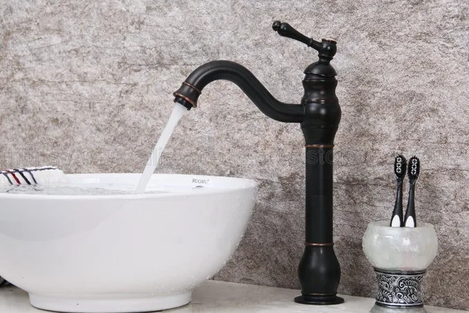 Bathroom Faucet Oil Rubbed Bronze Single Handle Hot & Cold Water Mixer Taps Wash Basin Bathroom Deck Mounted Faucet znf300