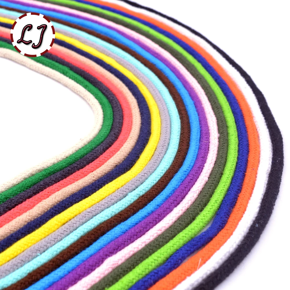 Handmade Woven Cotton Cords Rope 5mm colorful high strength for garment sewing Accessories Craft Projects home DIY, cotton rope