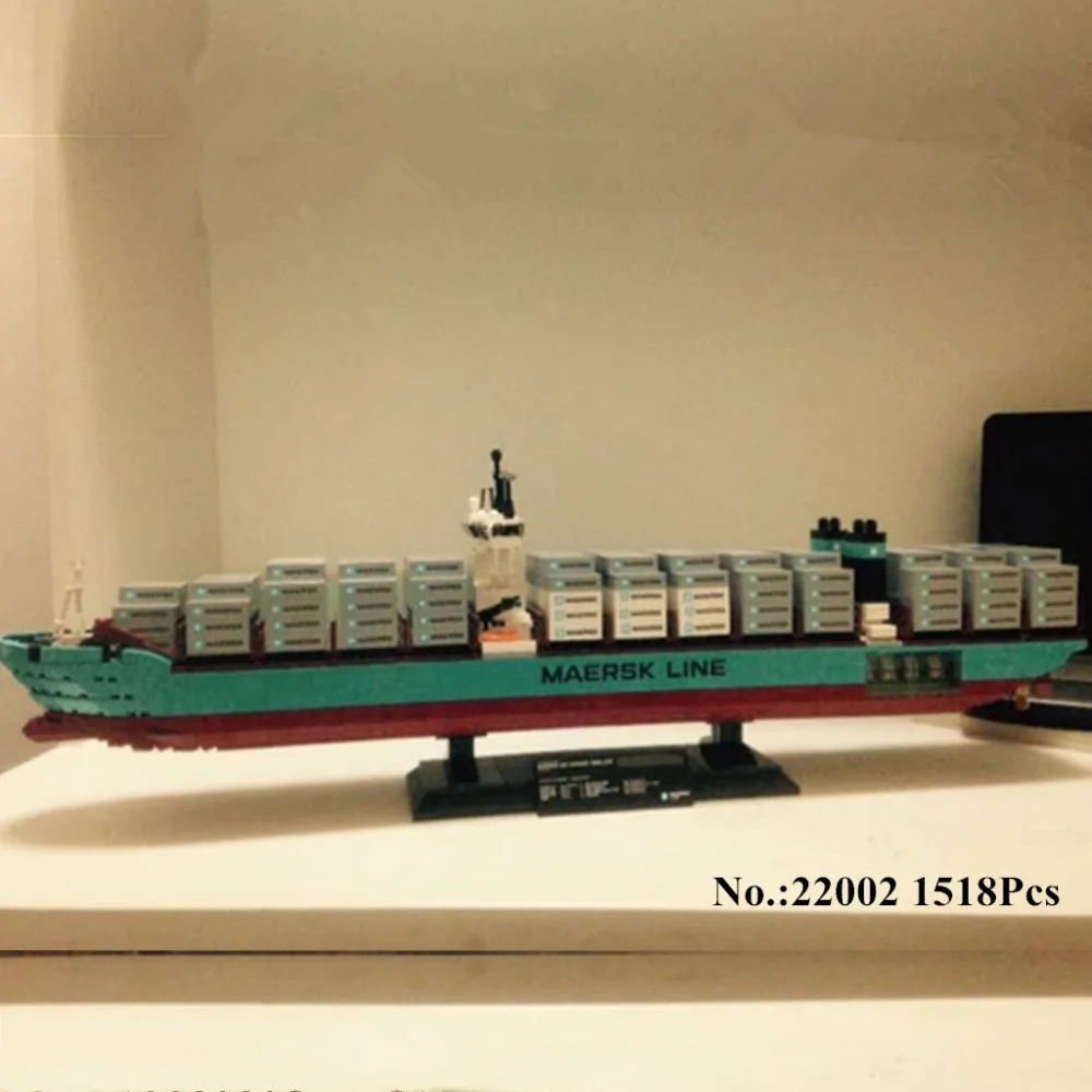 

H&HXY 22002 1518Pcs Technic Series The Maersk Cargo Container Ship Set Educational Building Blocks Bricks Model Toys Gift