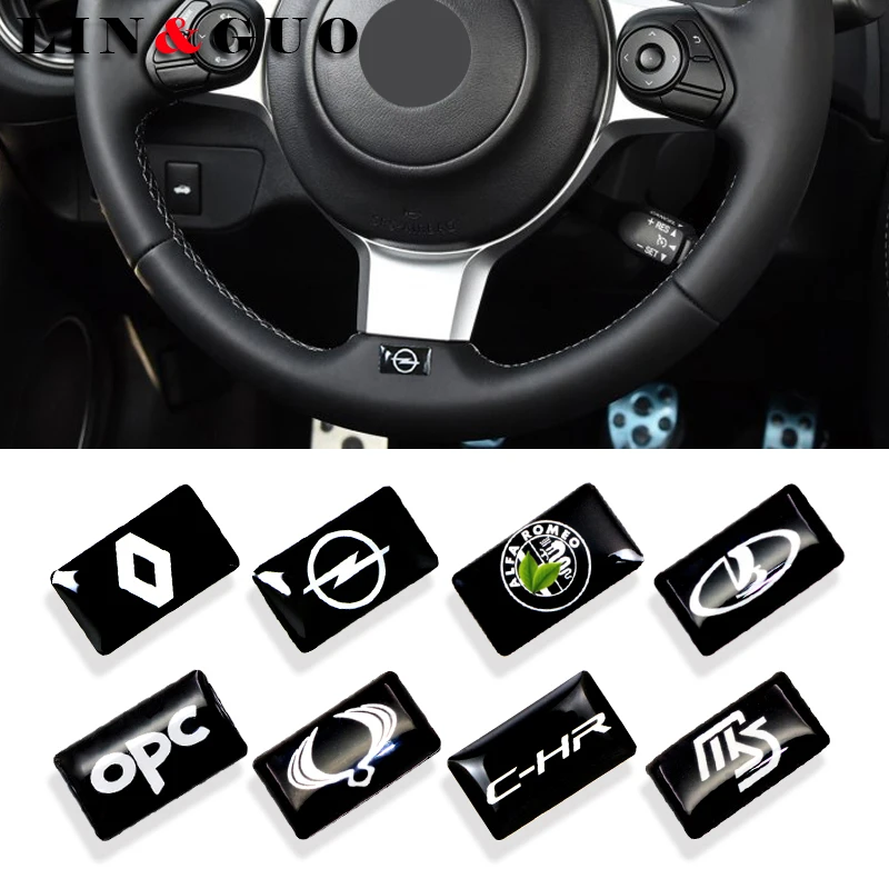 

8pcs/set New Car styling small Decorative Badge Hub caps Steering wheel for opel opc renault alfa lada mazda Car Emblem Sticker