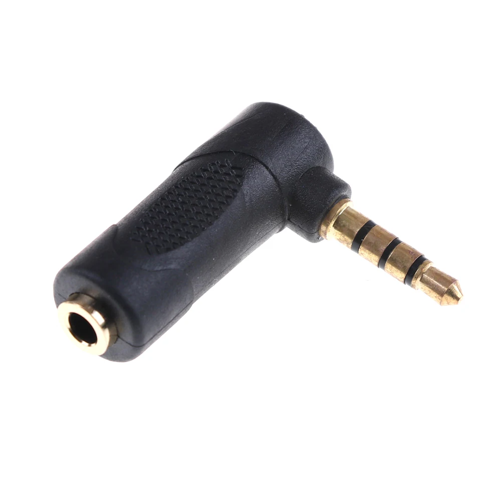 

1pcs Black Plastic+Metal 3.5mm Jack Right Angle Male To Female Audio Stereo Headphone Plug Adapter