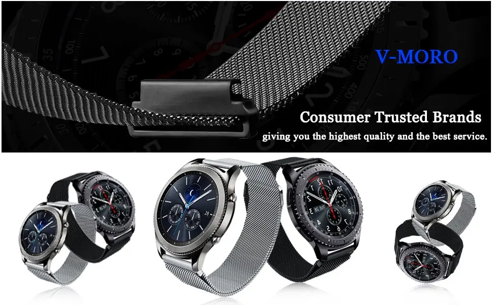 Универсальная Миланская петля для samsung gear S3 Classic/S3 Frontier/galaxy watch 46 мм/42 мм регулируемый ремешок из нержавеющей стали