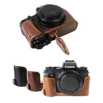 

PU Leather Camera Case Half Body Cover Case For Canon PowerShot G1X Mark III G1XIII G1X3 Protective Bottom Case Battery Opening